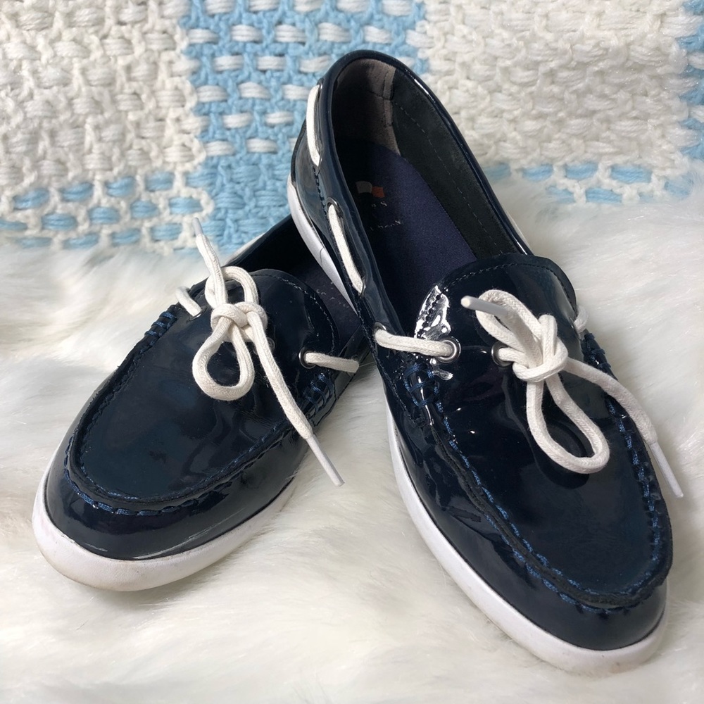 Cole Haan Blue Patent Nantucket Boat Shoe